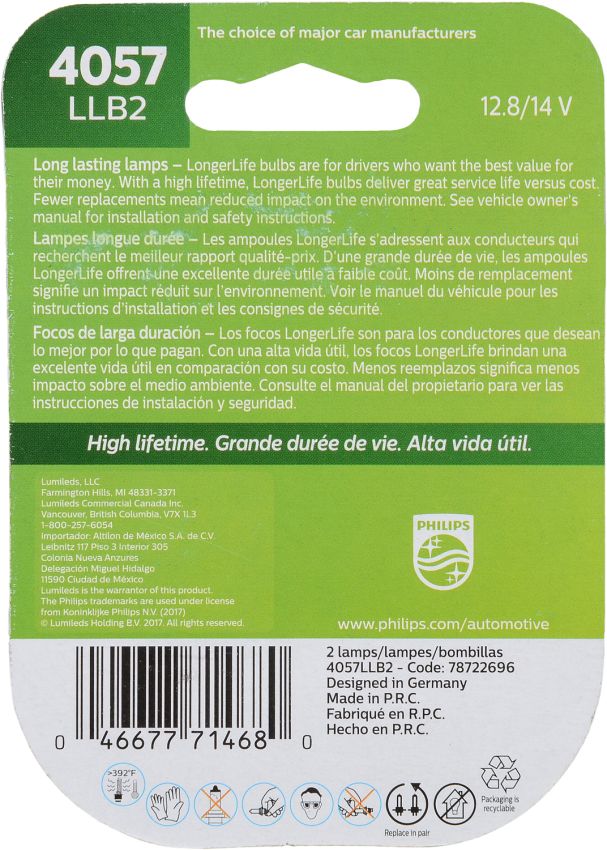 Philips 4057LLB2 Philips LongerLife Miniature 4057LL