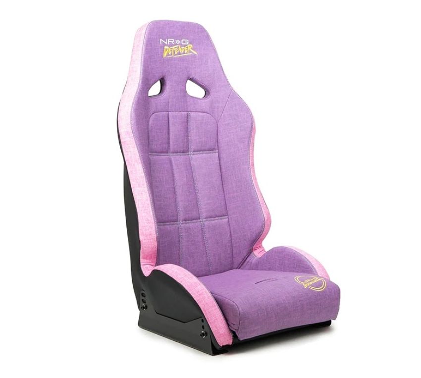 NRG DF-100PP-S Defender Water Resistant Steel Frame Susp. Seat - Purple w/ Pink Trim/Defender Logo/Side Bracket