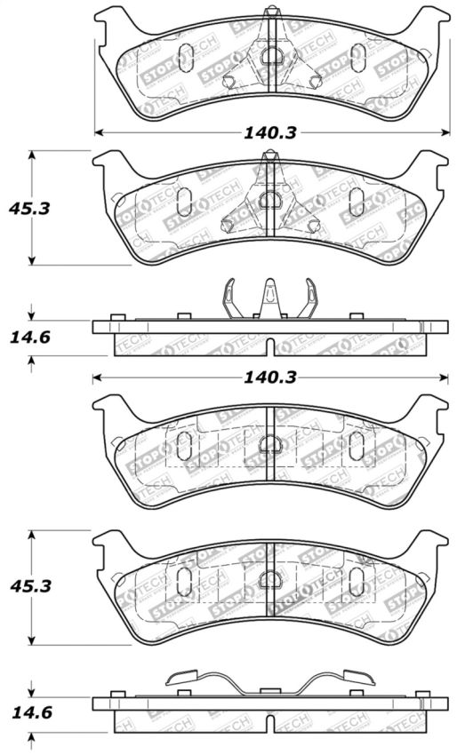 Stoptech 309.06670 Sport Brake Pads w/Shims and Hardware - Rear