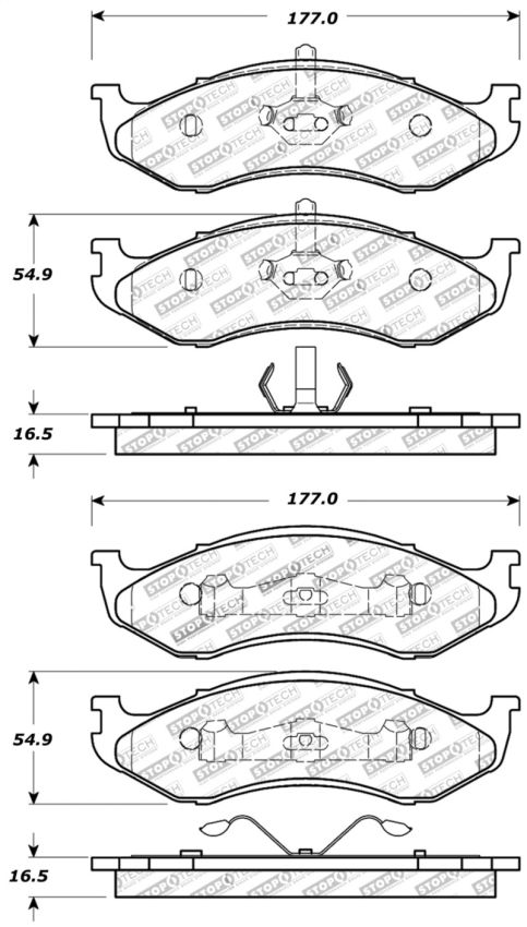 Stoptech 309.04770 Sport Brake Pads w/Shims and Hardware - Rear
