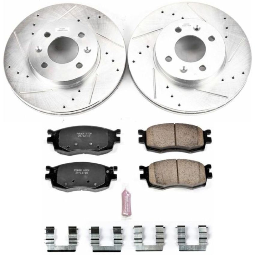 PowerStop K4652 Z23 Daily Driver Carbon-Fiber Ceramic Brake Pad and Drilled & Slotted Rotor Kit