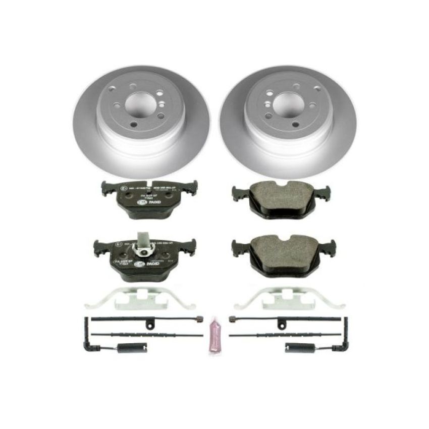 PowerStop ESK5742 Genuine Geomet Coated Rotors, ECE-R90 Brake Pads + Hardware Kit