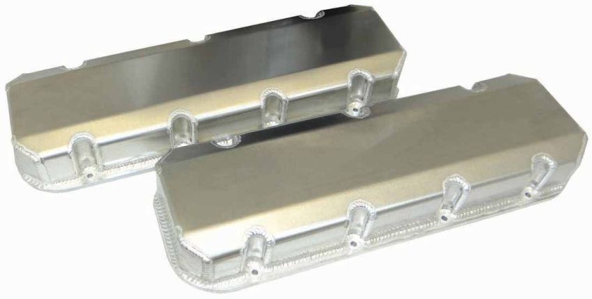 Moroso 68479 Chevrolet Big Block Valve Cover w/Billet Rail - No Logo - Exhaust & Intake Pockets - Aluminum