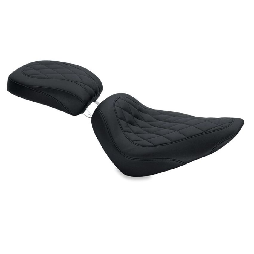 Mustang Motorcycle 76802 Mustang 84-06 Harley Standard Rear Tire Wide Tripper Solo Seat Diamond Stitch - Black