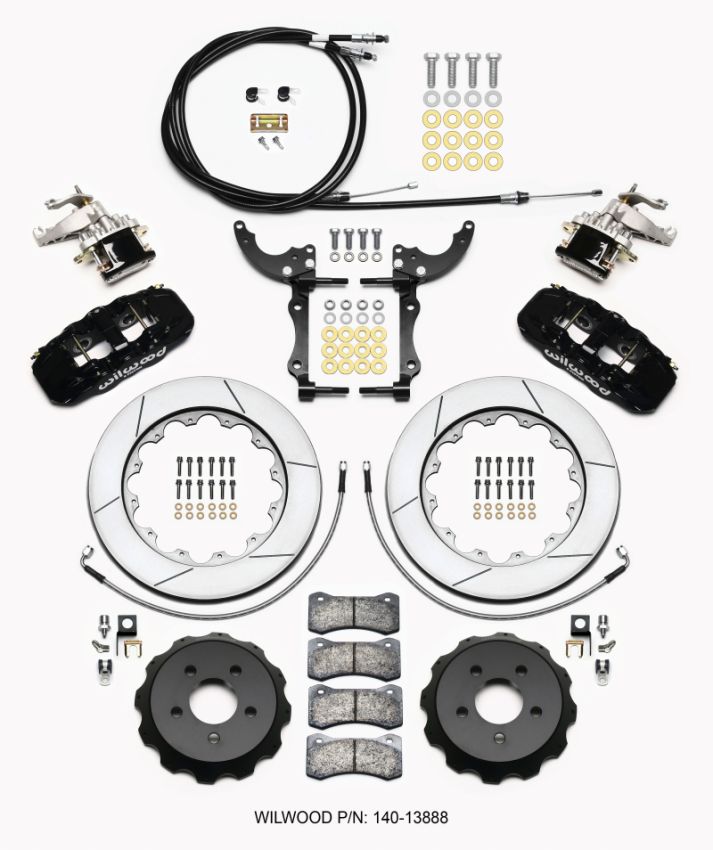 Wilwood 140-13888 AERO4 / MC4 Rear Kit 14.00 2015-Up Mustang w/Lines & Cables