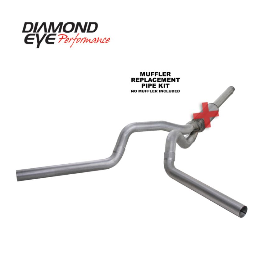 Diamond Eye Performance K4312A-RP Diamond Eye KIT 4in CB MFLR RPLCMENT PIPE DUAL AL: 94-97 FORD 7.3L F250/F350 PWRSTROKE