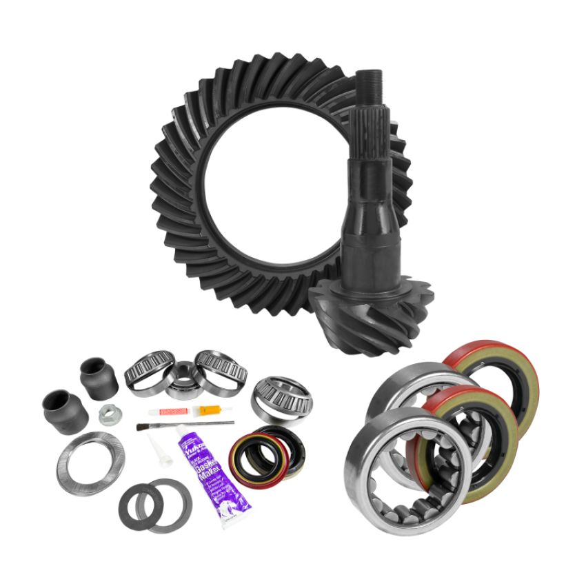 Yukon Gear & Axle YGK2090 Yukon 9.75in Ford 4.11 Rear Ring & Pinion Install Kit 2.53in OD Axle Bearings and Seal