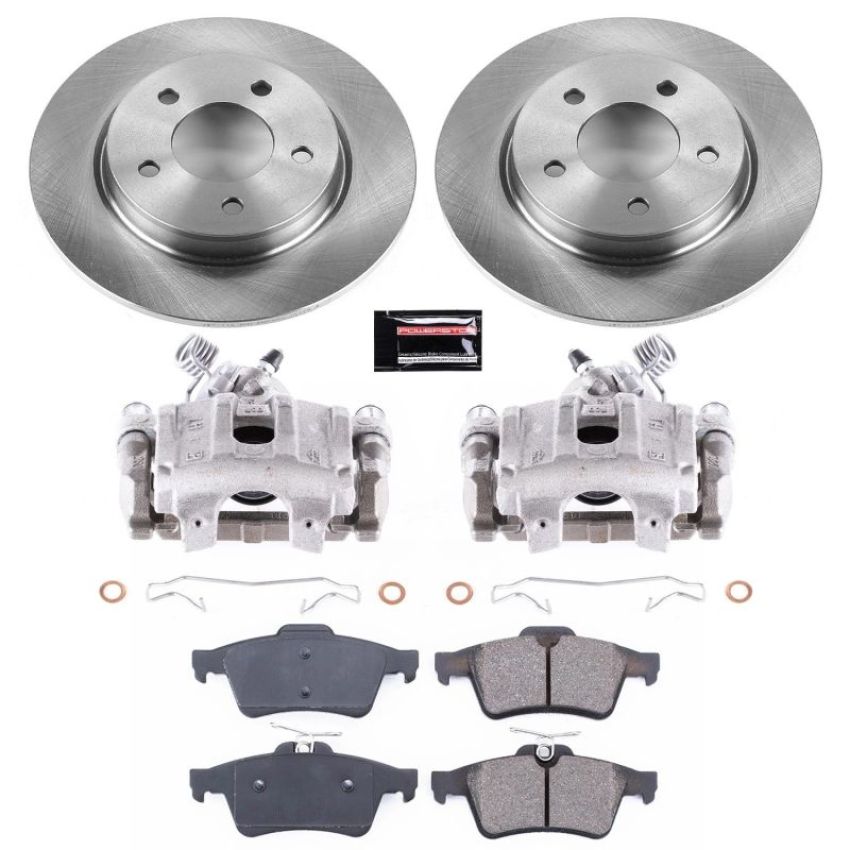 PowerStop KCOE129 OE Stock Replacement Low-Dust Ceramic Brake Pad, Rotor and Caliper Kit