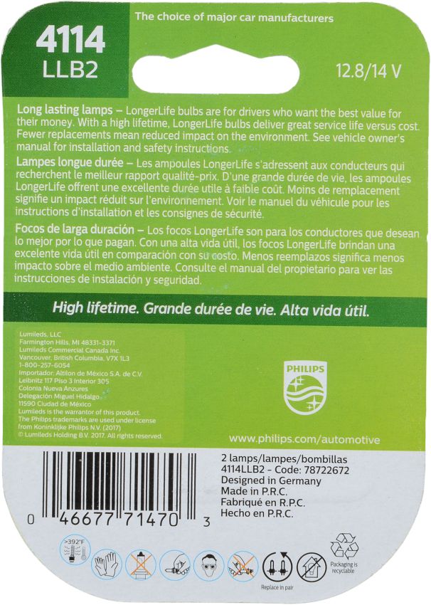 Philips 4114LLB2 Philips LongerLife Miniature 4114LL