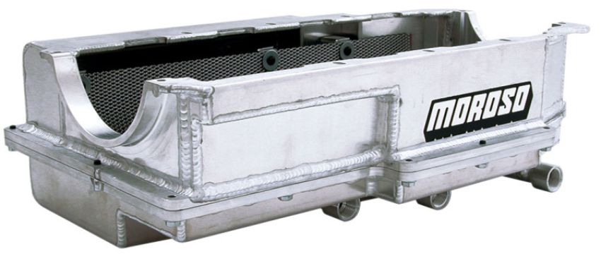 Moroso 21597 Donovan 700/DRC2/Merlin Big Block (w/Three Pick Ups & 2 Piece Seal) Dry Sump Aluminum Oil Pan