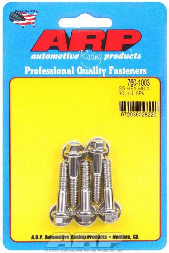 ARP ARP760-1003 S/S Bolt Kit - 6pt. (5) 6mm x 1.00 x 30mm