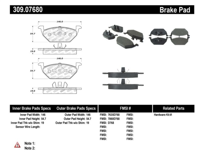 Stoptech 309.07680 Performance Brake Pads