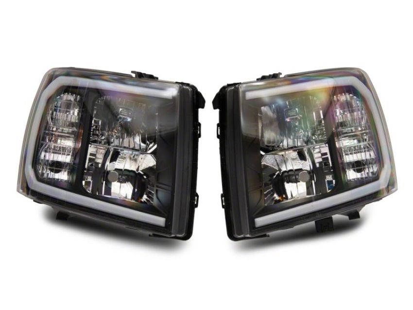 Raxiom S138003 07-13 Chevrolet Silverado 1500 Axial Series Headlights w/ LED Bar- Blk Housing (Clear Lens)