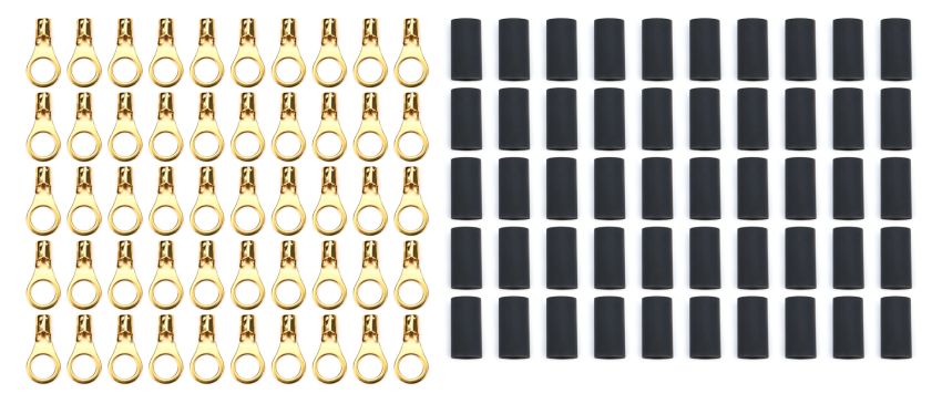 QUICKCAR RACING PRODUCTS QRP57-474-50 Ring Terminal 3/8in 8-10 Ga w/Heat Shrink 50pk