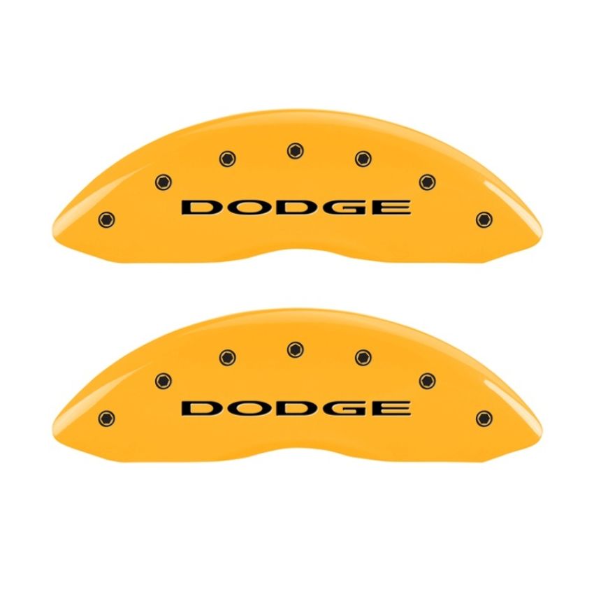 MGP Front set 2 Caliper Covers Engraved Front With out stripes/Dodge Yellow finish black ch
