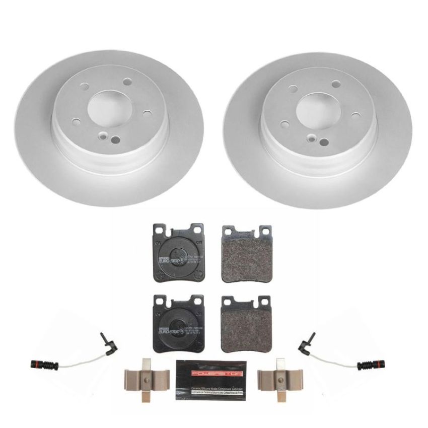 PowerStop ESK624 Genuine Geomet Coated Rotors, ECE-R90 Brake Pads + Hardware Kit