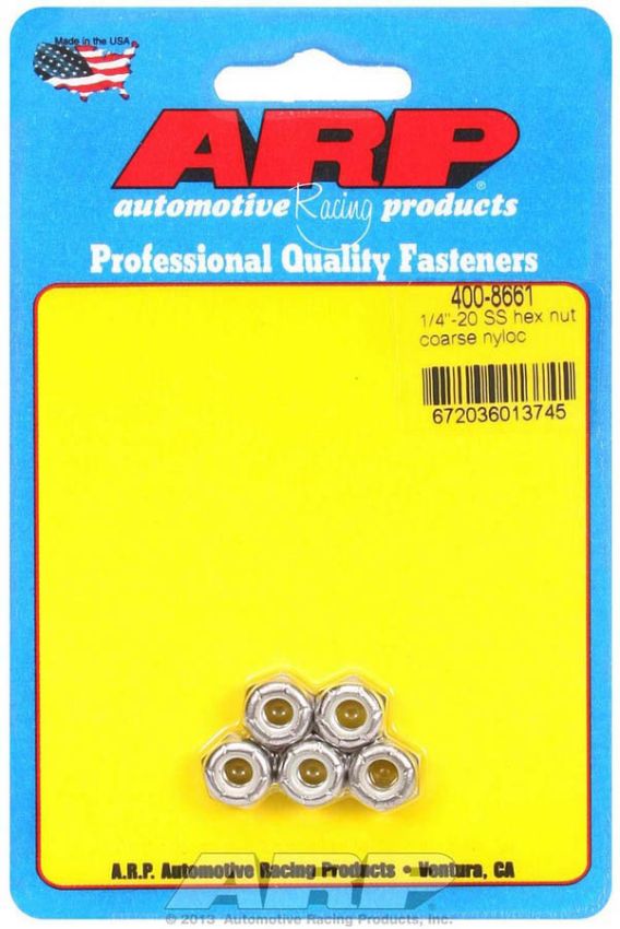 ARP ARP400-8661 S/S Hex Nyloc Nuts 1/4-20 (5)