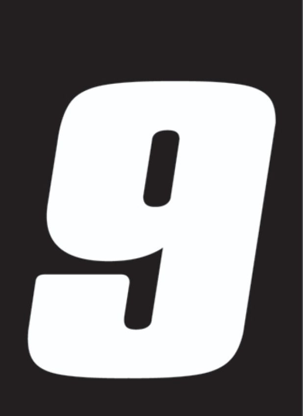 Hardline DD73W-9 Dirt Digits 3pk 7 in. - High Gloss Number 9 - White
