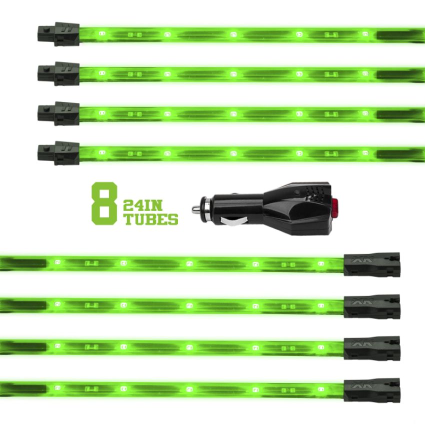 XKGLOW XK041002-G XK Glow Tube Single Color Underglow LED Accent Light Car/Truck Kit Green - 8x24In