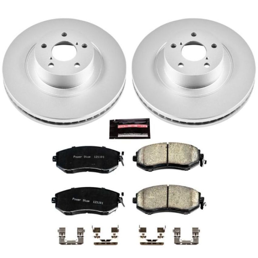 PowerStop CRK6082 Genuine Geomet Coated Rotor and Low-Dust Ceramic Brake Pad Kit