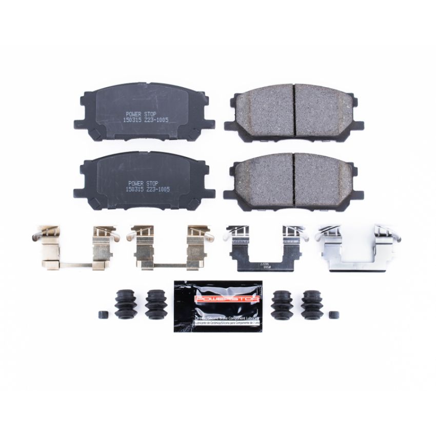 PowerStop Z23-1005 PowerStop - Z23 Daily Driver Carbon-Fiber Ceramic Brake Pads with Hardware Kit