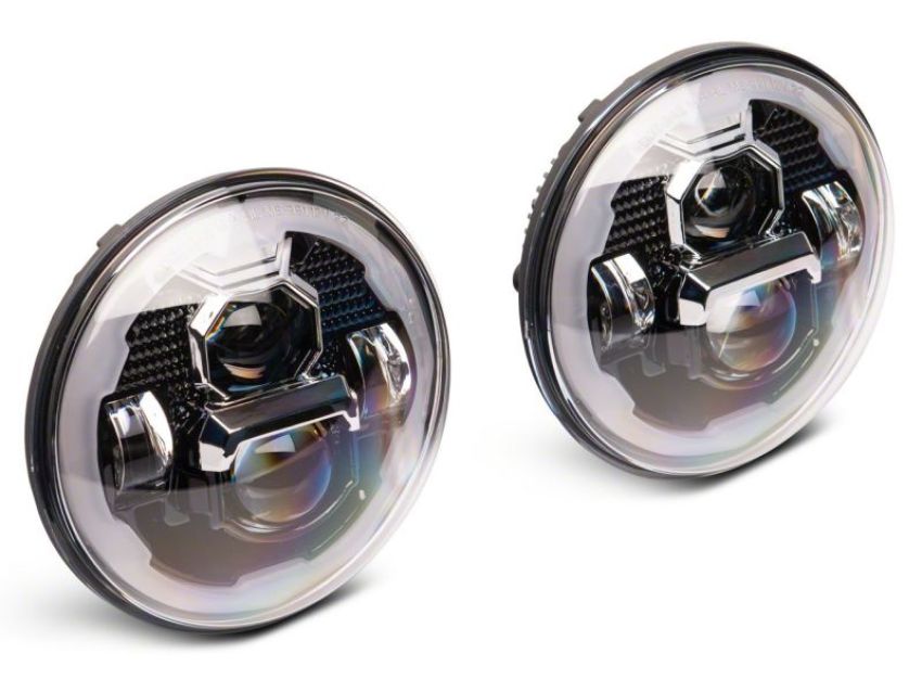 Raxiom J173078 07-18 Jeep Wrangler JK Axial 7-In LED Headlights w/ DRL Turn Signals- Blk Housing (Clear)