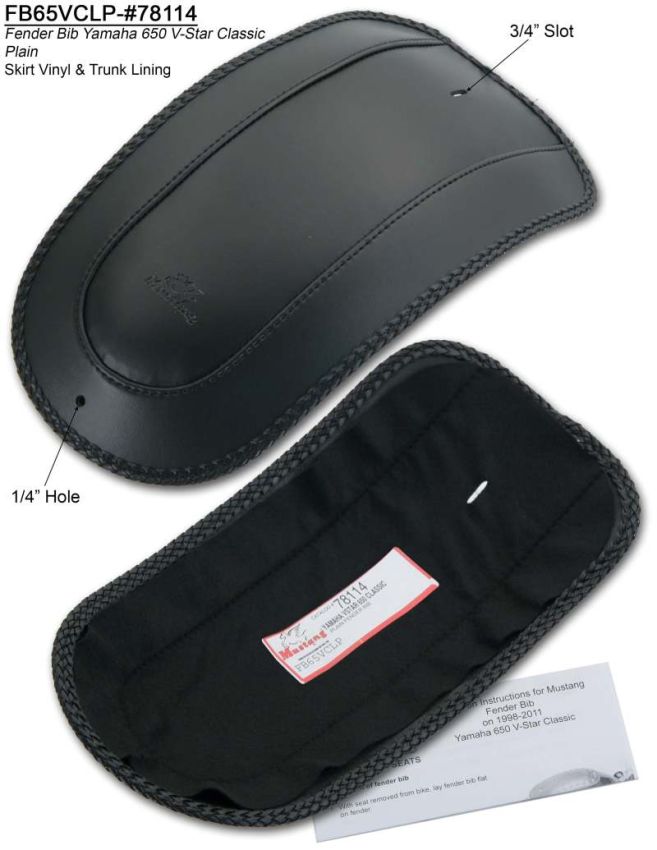Mustang Motorcycle 78114 Mustang 98-11 Yamaha V-Star Classic Fender Bib - Black
