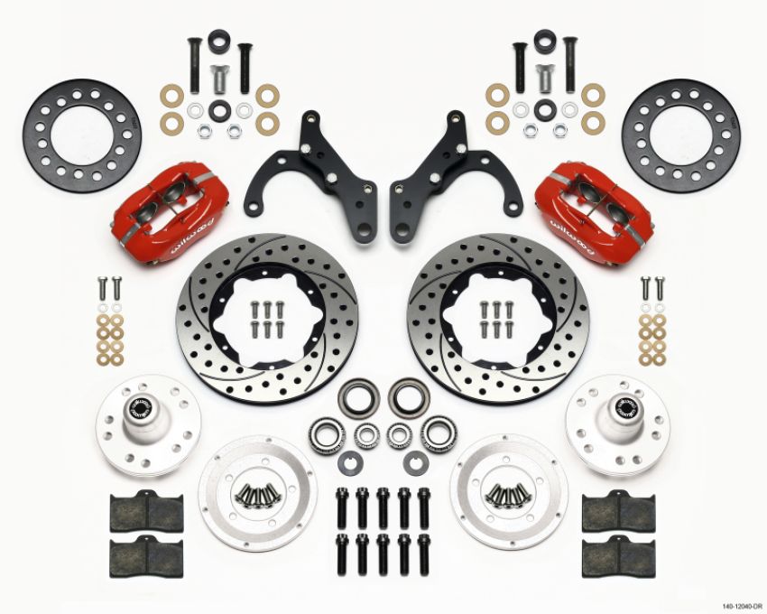Wilwood 140-12040-DR Forged Dynalite Front Kit 11.00in Drill-Red 69-70 Impala Drum/Disc 69-82 Vette