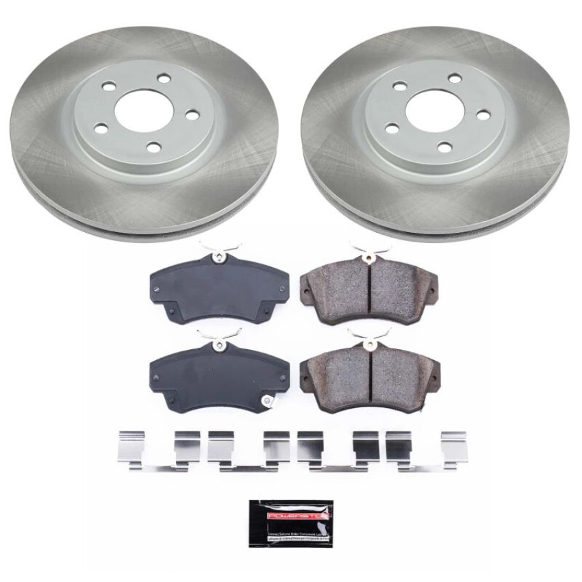 PowerStop SC1704 Semi-Coated Rotor and Low-Dust Ceramic Brake Pad Kit