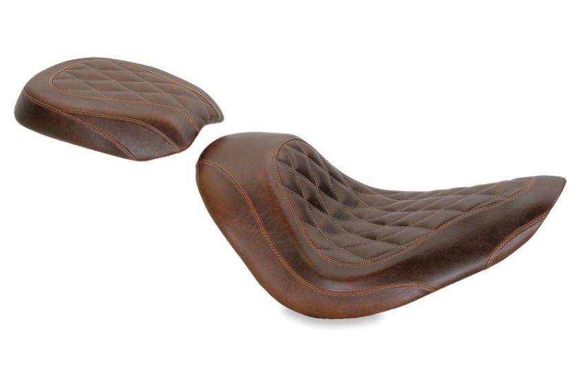 Mustang Motorcycle 76746 Mustang 06-17 Harley Softail Wide Tire (200mm)Wide Tripper Solo Seat - Distressed Brown