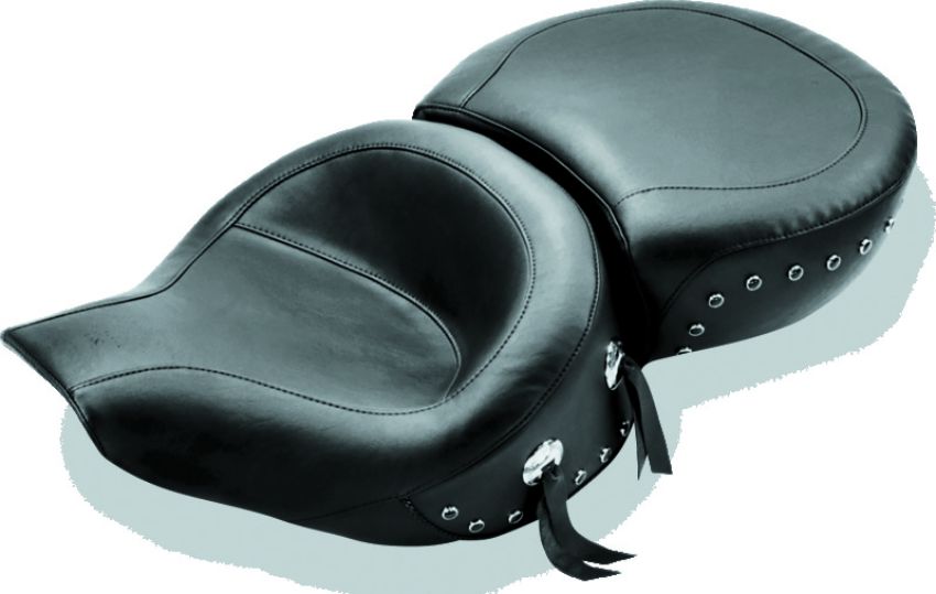 Mustang Motorcycle 75457 Mustang 94-96 Harley Road King Standard Touring 1PC Seat w/Black Pearl Studs - Black