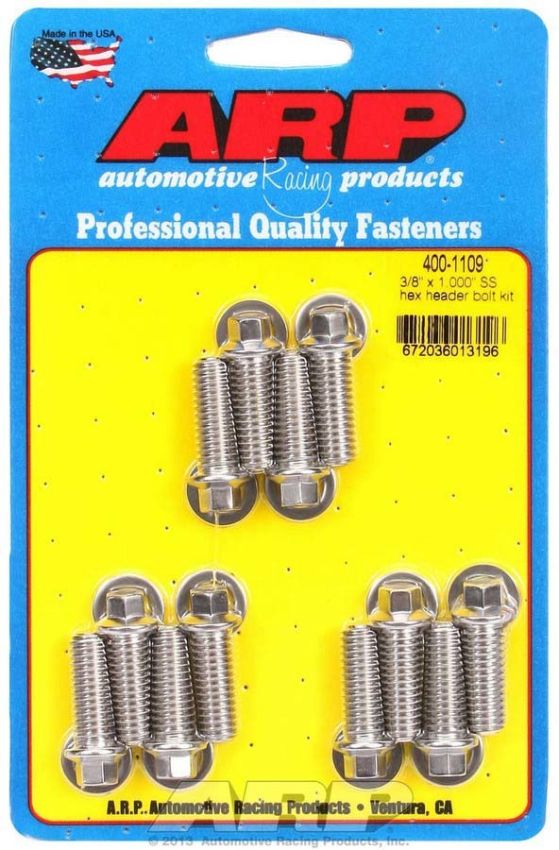 ARP ARP400-1109 S/S Header Bolt Kit - 3/8 x 1.00 UHL (12)