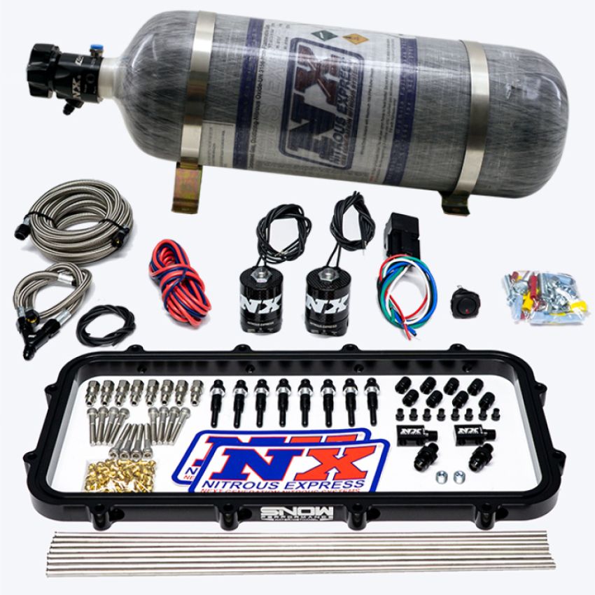 Nitrous Express 20963-12 Direct Port, Dry Holley High Ram Plate Nitrous System - 12lb Bottle