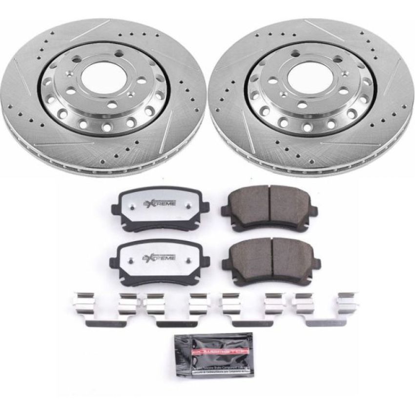PowerStop K4562-26 Z26 Street Performance Ceramic Brake Pad and Drilled & Slotted Rotor Kit