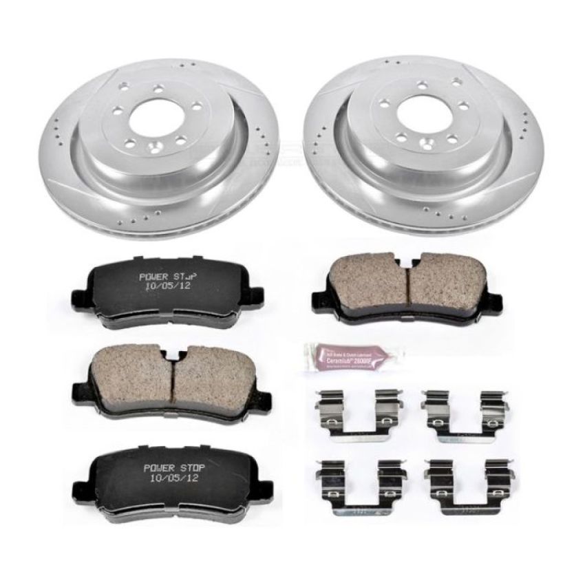 PowerStop K6564 Z23 Daily Driver Carbon-Fiber Ceramic Brake Pad and Drilled & Slotted Rotor Kit