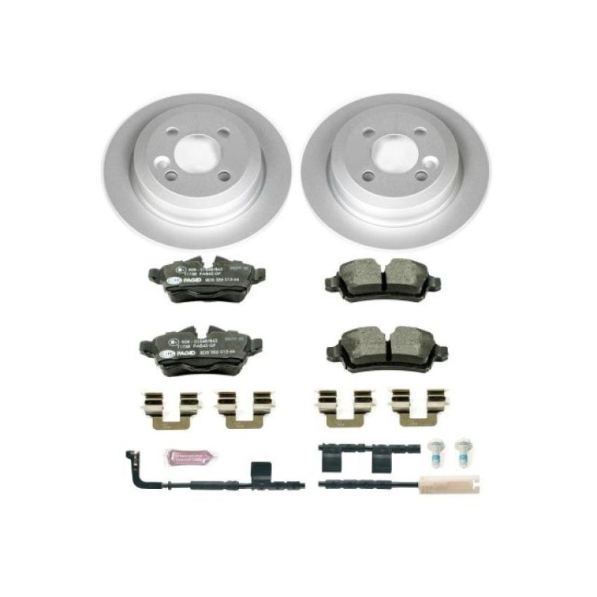 PowerStop ESK6281 Genuine Geomet Coated Rotors, ECE-R90 Brake Pads + Hardware Kit