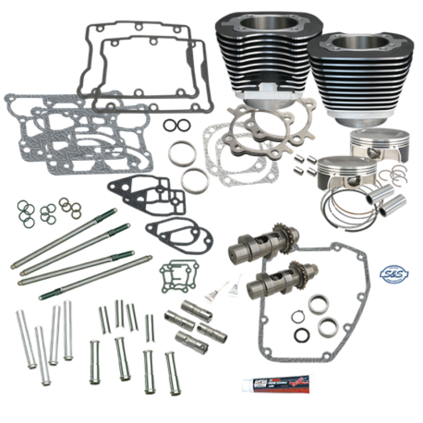 S&S Cycle 900-0354 07-17 BT S&S 106in Big Bore Hot Set Up Kit w/o Cylinder Heads - Wrinkle Black
