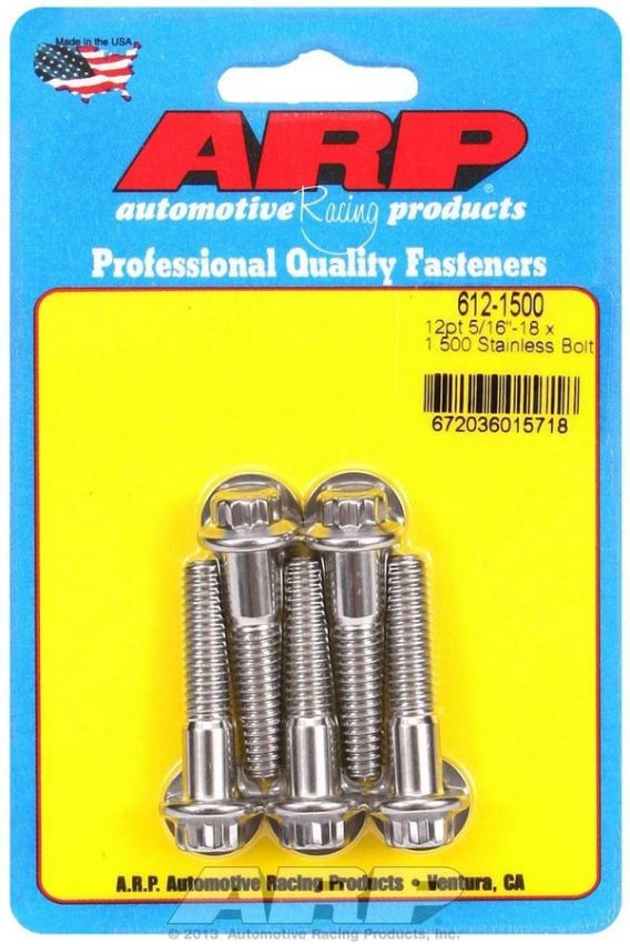 ARP ARP612-1500 S/S Bolt Kit - 12pt. (5) 5/16-18 x 1.500