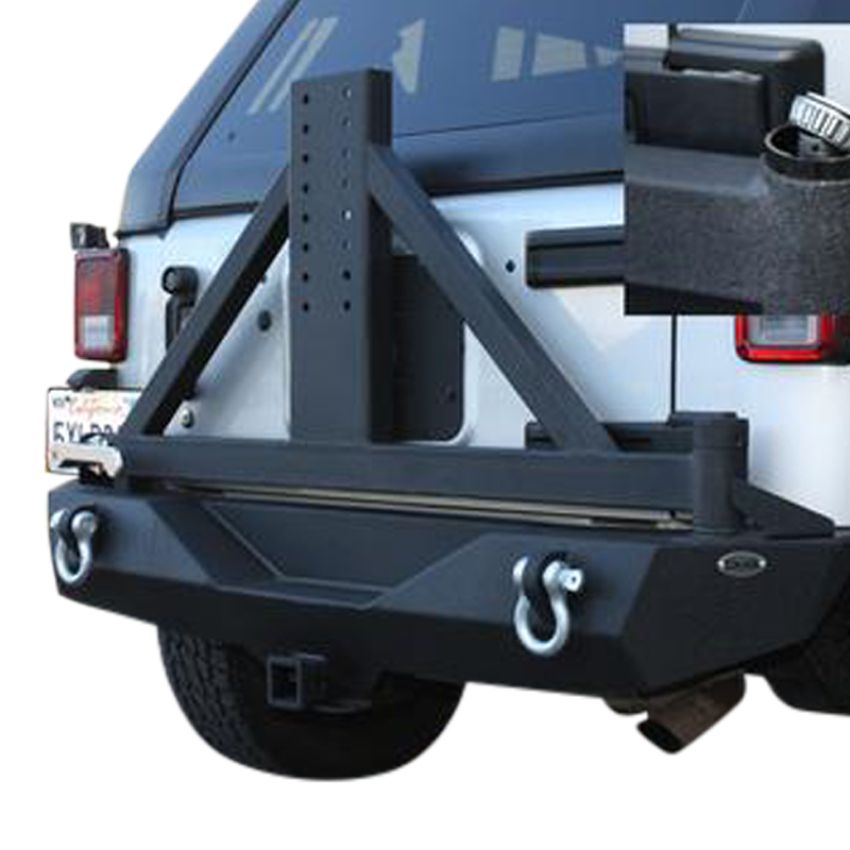 DV8 Offroad RBSTTB-01BR 07-18 Jeep Wrangler JK Rear Bumper w/ Tire Carrier & Tapered Bearing