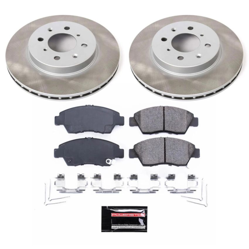 PowerStop SC696 Semi-Coated Rotor and Low-Dust Ceramic Brake Pad Kit