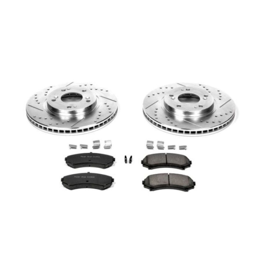 PowerStop K5258 Z23 Daily Driver Carbon-Fiber Ceramic Brake Pad and Drilled & Slotted Rotor Kit