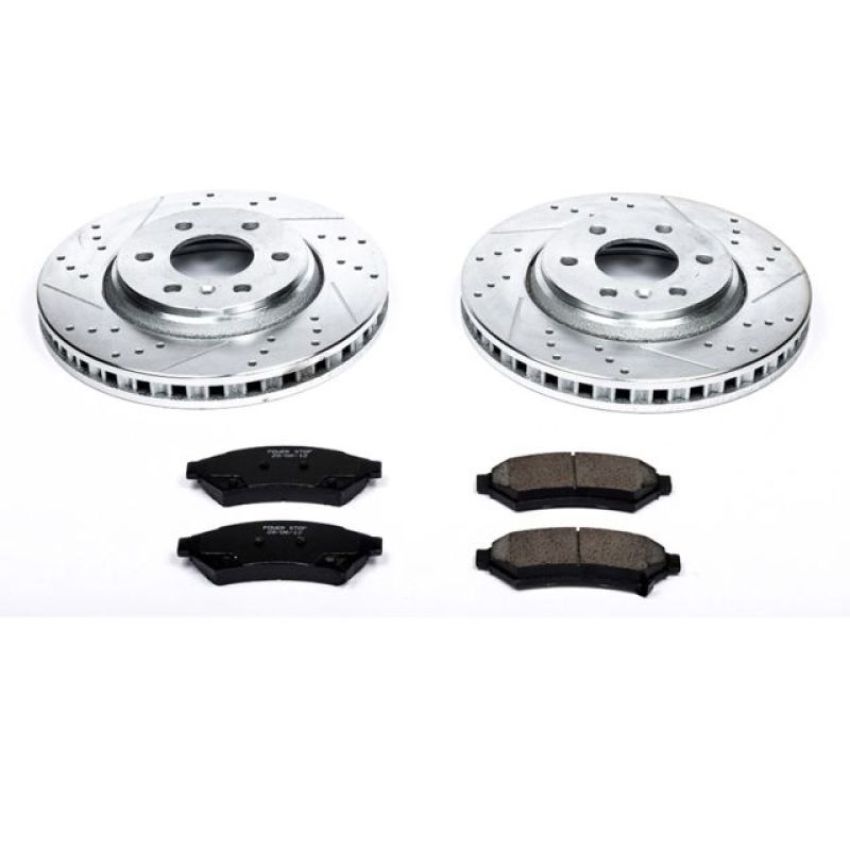 PowerStop K4602 Z23 Daily Driver Carbon-Fiber Ceramic Brake Pad and Drilled & Slotted Rotor Kit