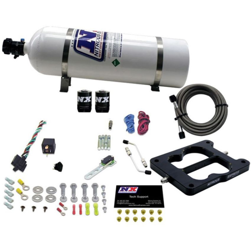Nitrous Express 30080-15 Q-JET/HOLLEY SPREAD BORE (50-100-150-200-250-300HP) WITH 15LB BOTTLE