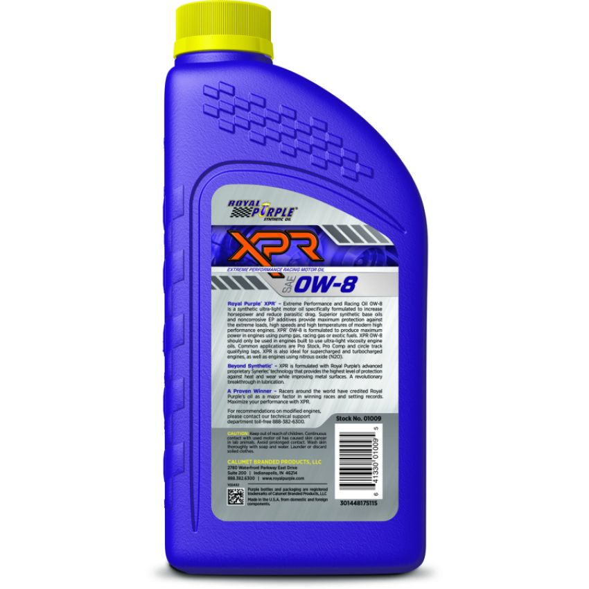 Royal Purple 06009 XPR Synthetic Extreme Performance 0W-8 Racing Oil - 1 Quart