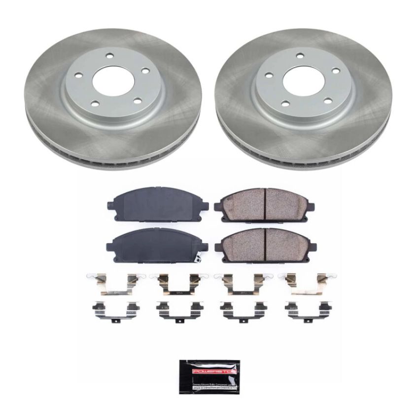 PowerStop SC150 Semi-Coated Rotor and Low-Dust Ceramic Brake Pad Kit