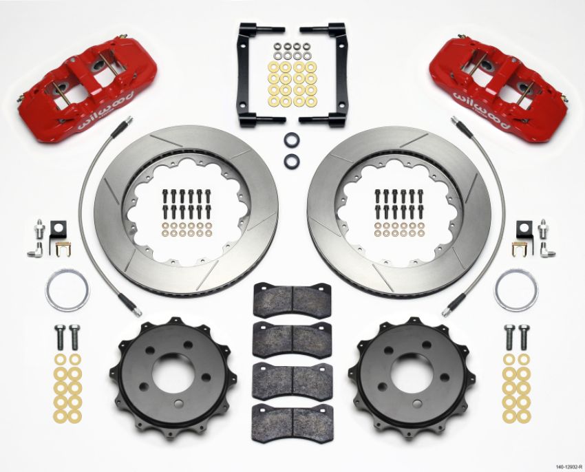Wilwood 140-12932-R AERO4 Rear Kit 14.25in Red 2008-2009 Pontaic G8 w/Lines