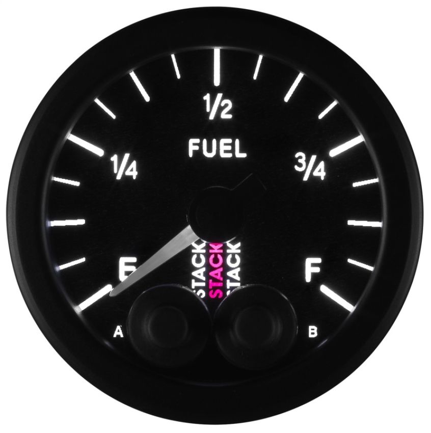 AutoMeter ST3515 Stack 52mm 0-280 Ohm Programmable Pro-Control Fuel Level Gauge - Black