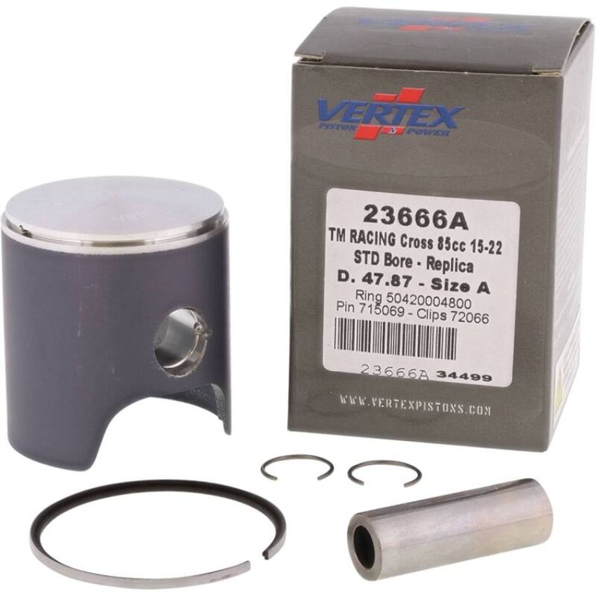 Vertex Pistons 23666A Vertex Piston 08-14 TM MX 85 85cc Cast Replica Piston Kit