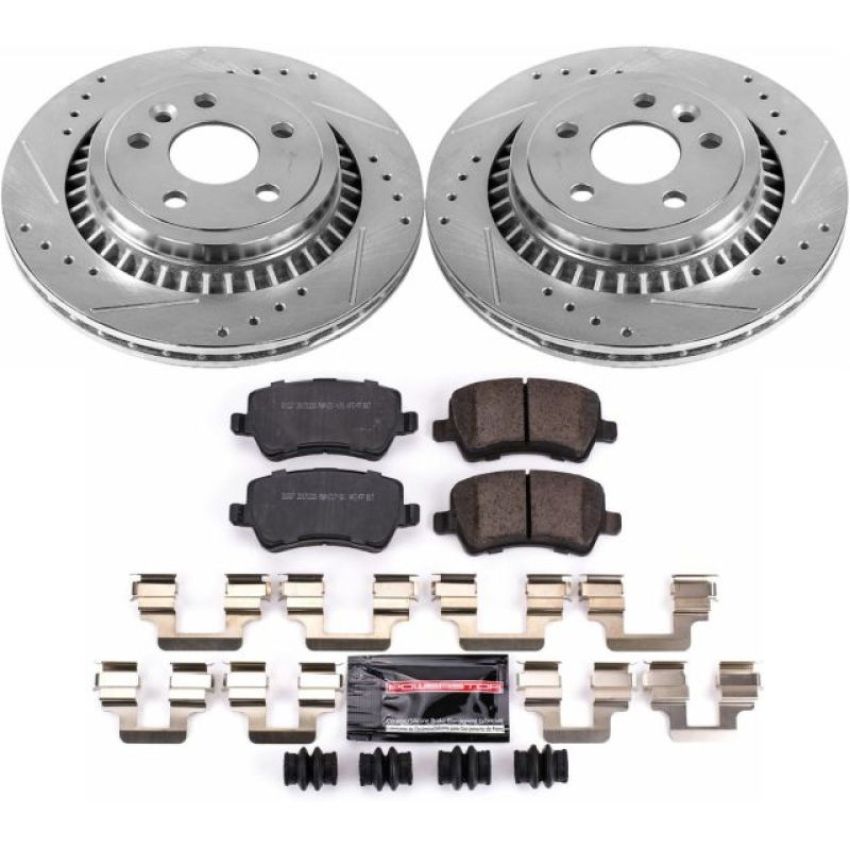 PowerStop K5705 Z23 Daily Driver Carbon-Fiber Ceramic Brake Pad and Drilled & Slotted Rotor Kit