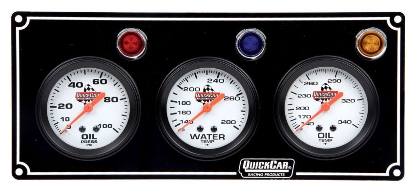 QUICKCAR RACING PRODUCTS QRP61-6711 3 Gauge Panel  OP/WT/OT Black